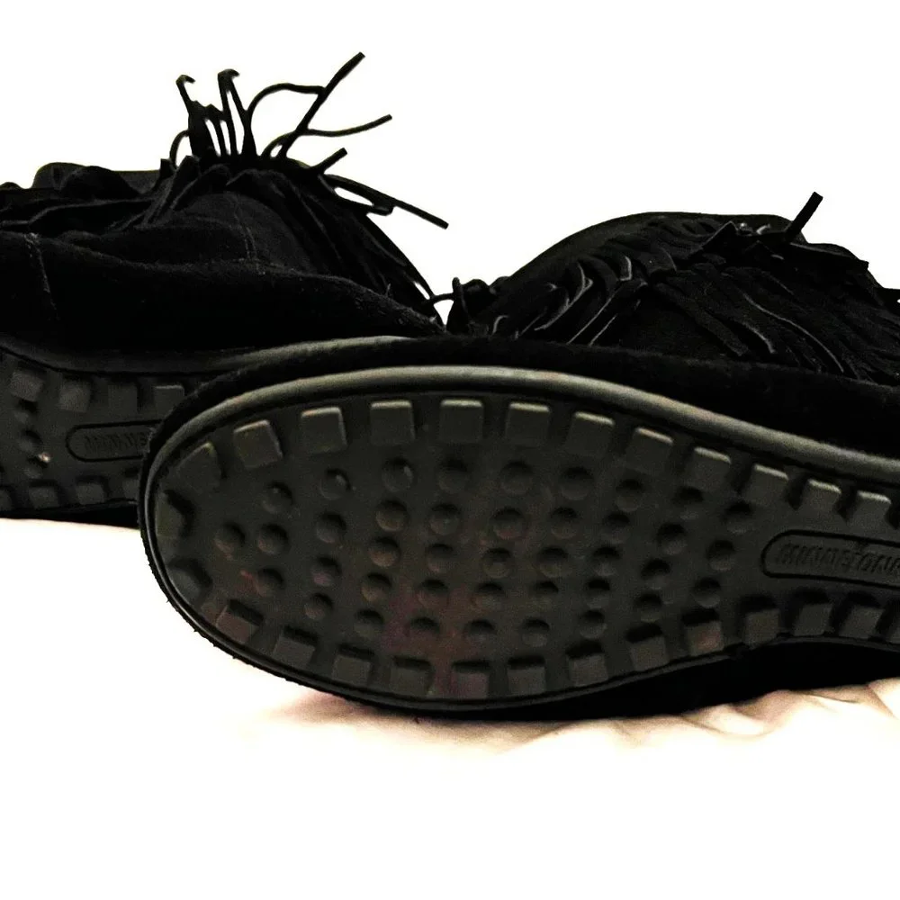 * MINNETONKA *  2-Layer Fringed Boots Size 10 - Picture 3 of 5